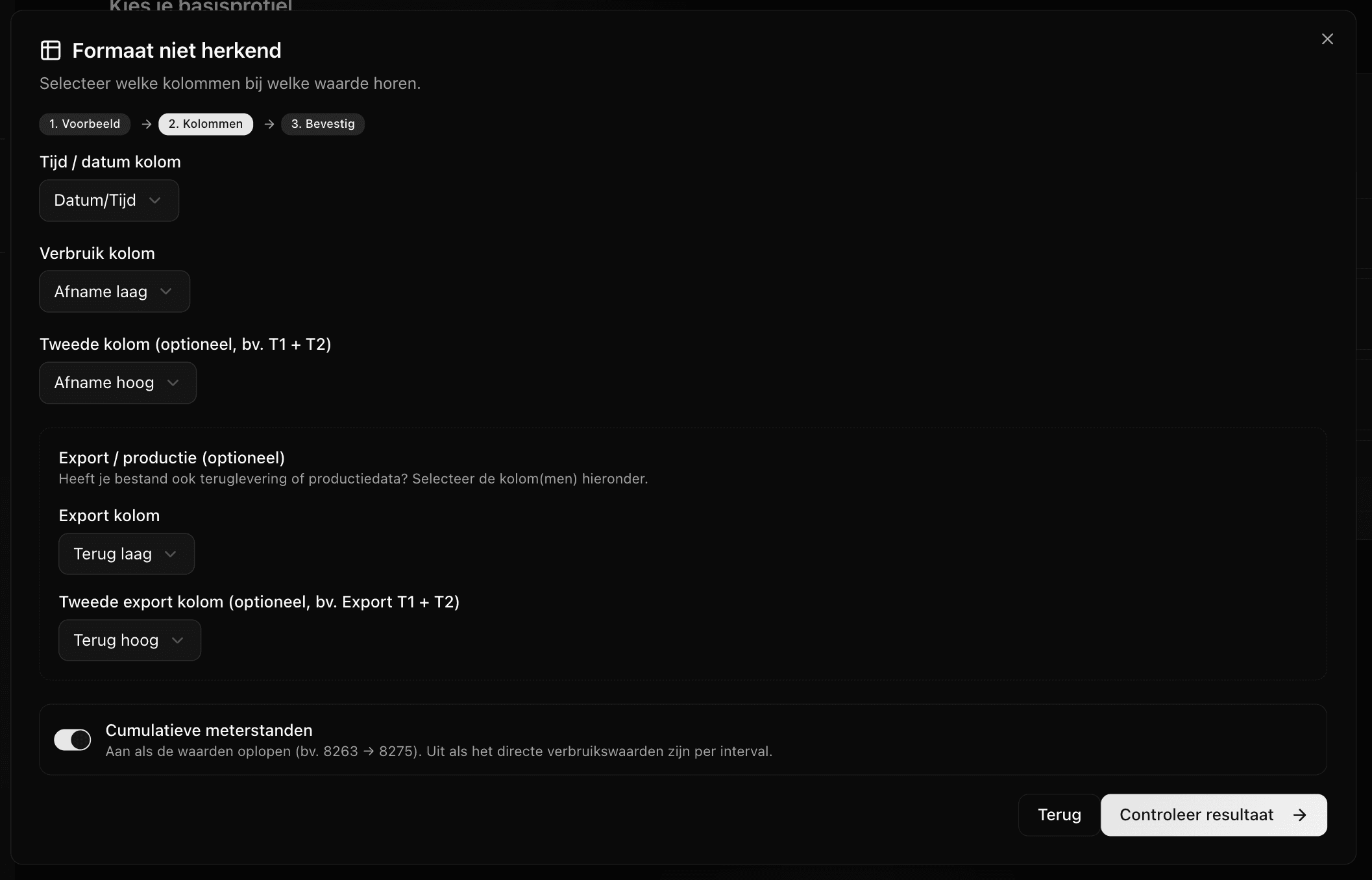 CSV kolommen handmatig toewijzen