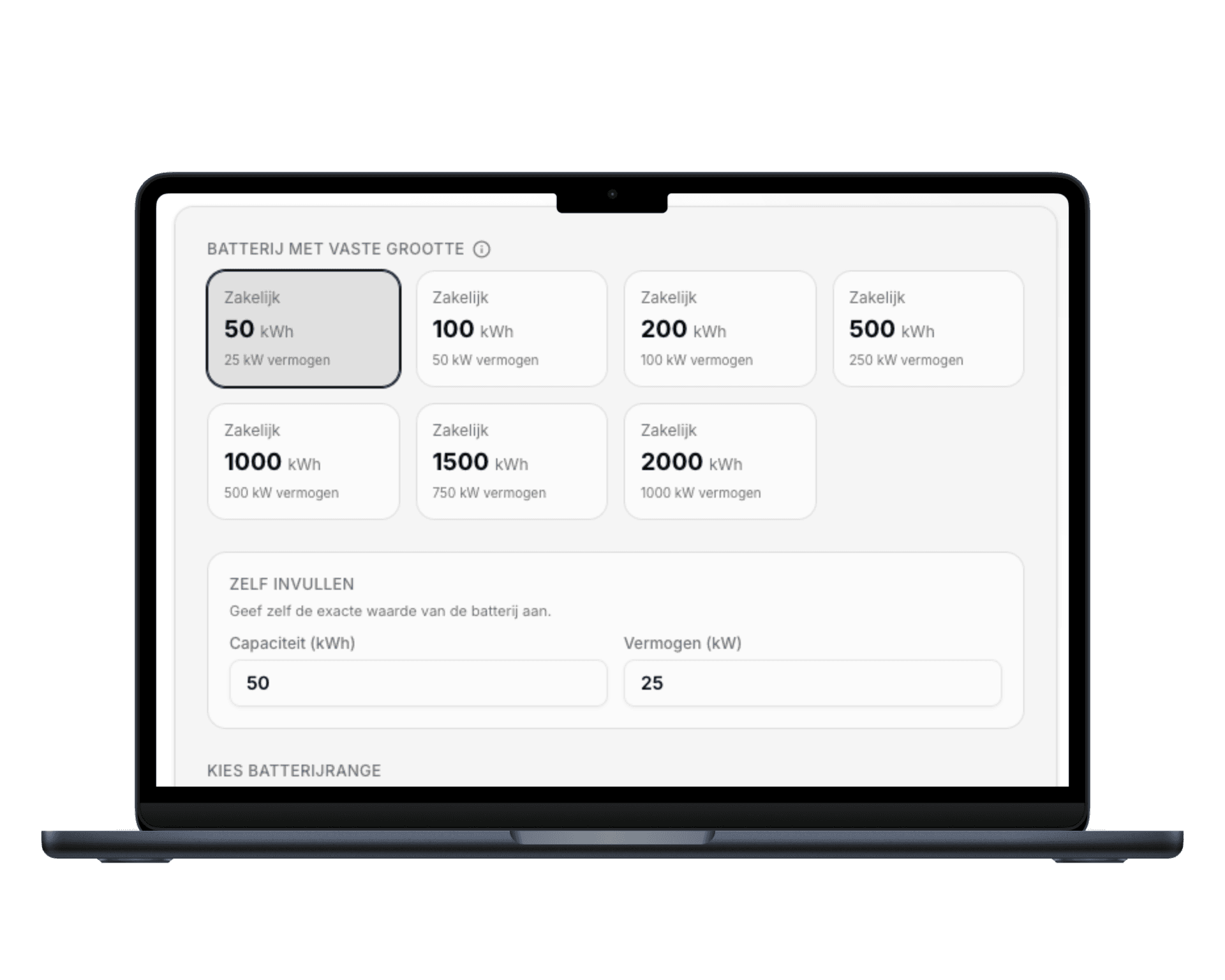 Keuze van een zakelijke batterij op een laptop