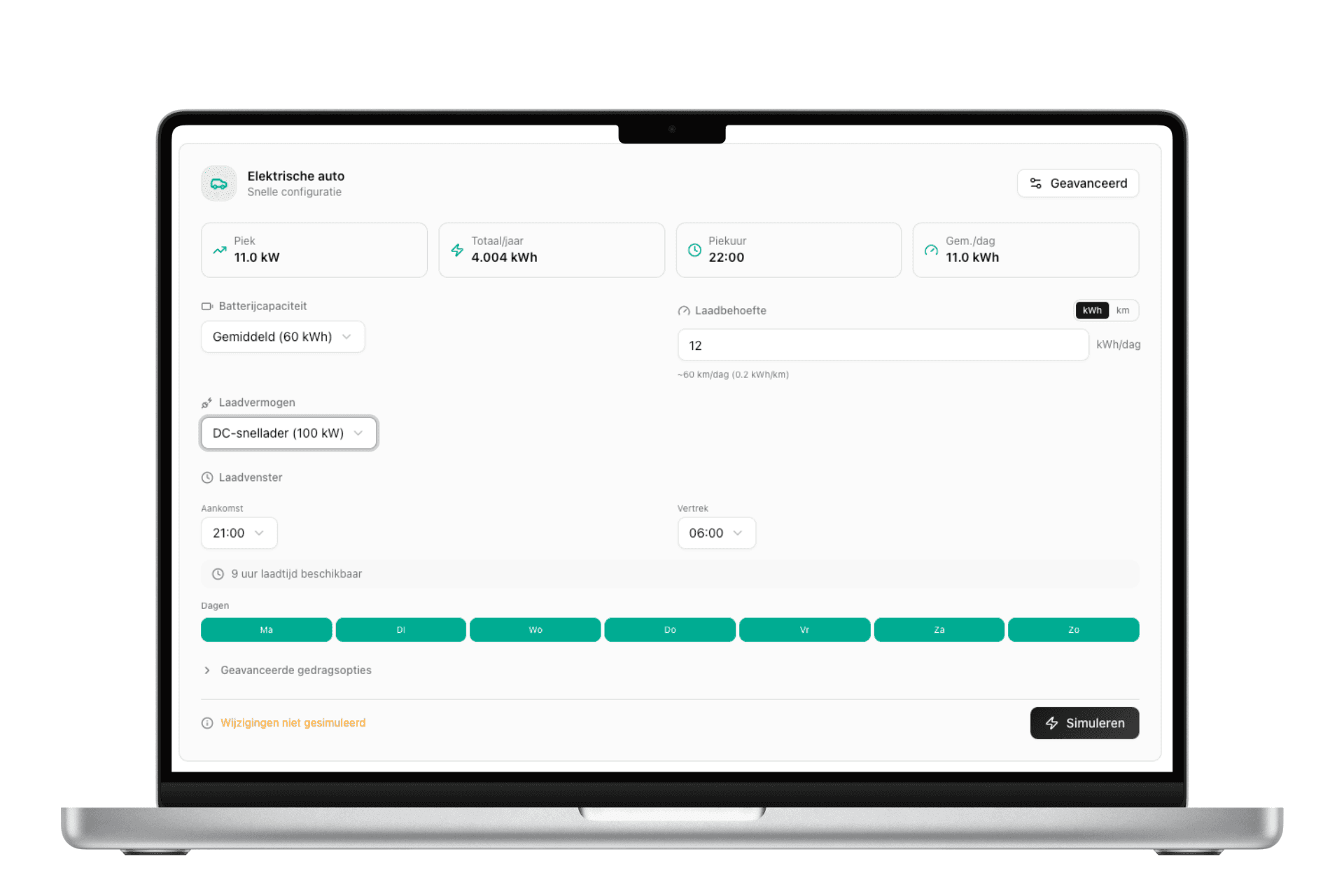 Laadpleinconfiguratie in Enhub