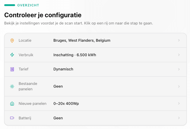 Configuratie overzicht Brugge scan