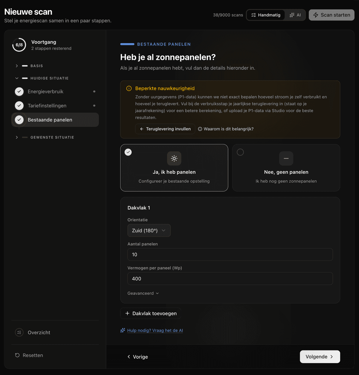 Bestaande panelen configureren